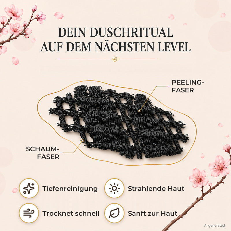 Japanisches Peelingtuch YumiSilk für das tägliche Spa-Ritual unter der Dusche