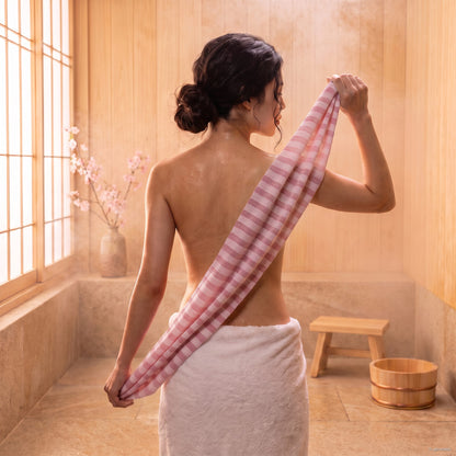 YumiSilk Peelingtuch in Pink für Körper und Rücken, 100 × 24 cm